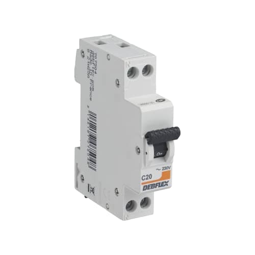 DEBFLEX - Disjoncteur 20A Phase + Neutre 3KA Gris - Installation Tableau Électrique - Certifié NF