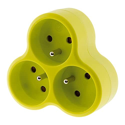 Multiprise Triplite Triangulaire 16A - Sécurisé de haute qualité - Jaune - Pour usage domestique
