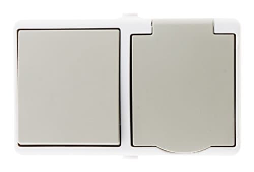 Zenitech Va et vient Prise 2P+T IP54 Gris clair pour extérieur