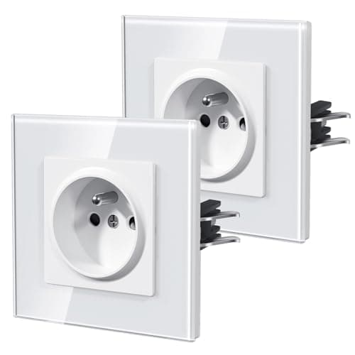 Prise murale BSEEDverre 16A 250V bureau-hôtel, Blanc 86MM 2Paquets