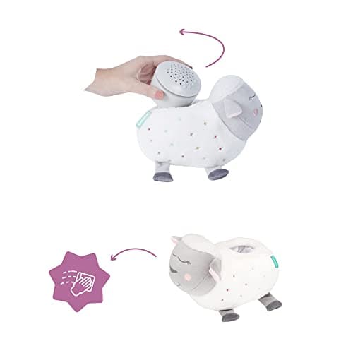 Badabulle Veilleuse Bébé Musicale & Lumineuse - Peluche Douce & Lavable, Projections Étoiles Apaisantes, 12 Berceuses +