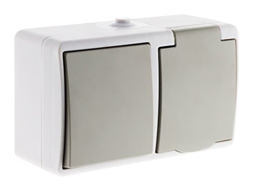Zenitech Va et vient Prise 2P+T IP54 Gris clair pour extérieur