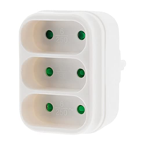 Multiprise Triplite de façade 6A Blanc pour maison - Design moderne - Placage extérieur durable 10A, 250V - 1 pièce - Mu