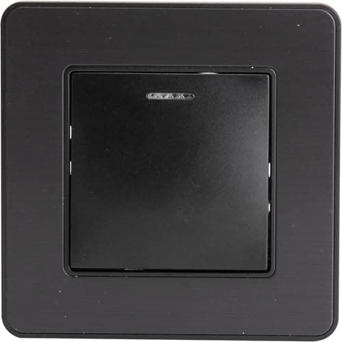Zenitech Interrupteur Double Complet à Voyant 10A - Métal Noir brossé - Éclairage Intérieur Confortable