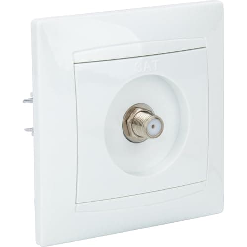 Zenitech Prise téléphonique encastrée mâle Ø7mm Type F - Blanc - Fonctionnelle pour maisons modernes - Éléments de décor