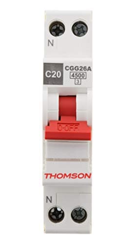 Thomson - Disjoncteur PH+N 20A NF à vis - pour électriciens - travaux domestiques - protection contre les courts-circuit
