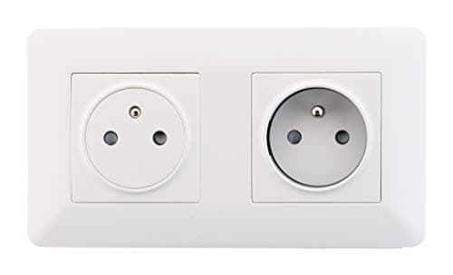 Zenitech Double Prise Affleurante Blanche pour Salaire - Électrique - Maison - Sécurité Incrustée - Boîte d'Encastrement