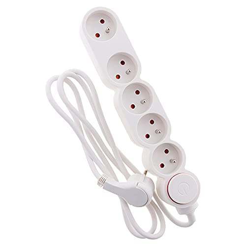Bloc Home 5 prises 16A 2P+T blanc - pour la maison - câble 1,5m - design élégant - Blanc - Zenitech