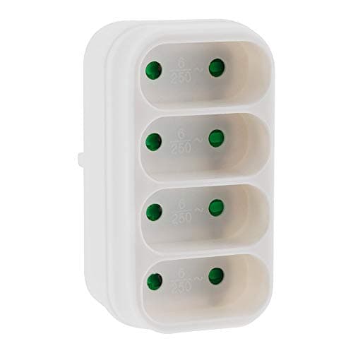 Zenitech - Multiprise Façade 4 Prises Quadriplite Blanc - Puissance Max 6A par Prise - Sécurité Intgrée Contre Surcharge