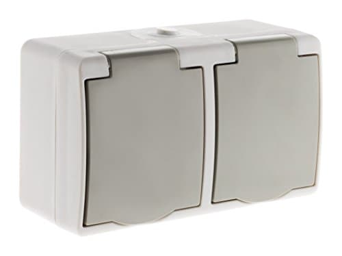 Zenitech - Double prise 2P+T horizontale - Gris clair pour intérieur - Protection IP54 - Meilleures ventes