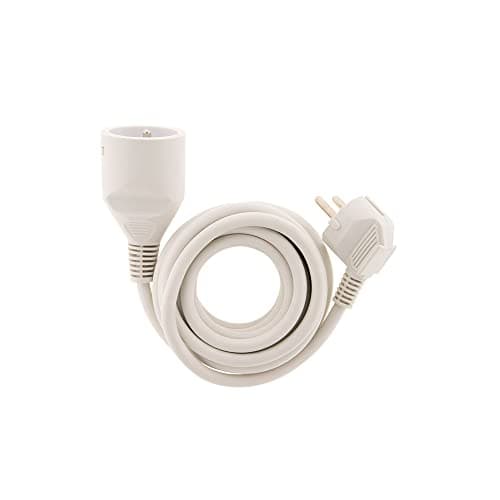 Zenitech Prolongateur Électrique 10m 16A HO5VV-F 3G1.5mm² - Cordon Électrique Sécurisé Blanc pour Maison et Jardin (HO5V