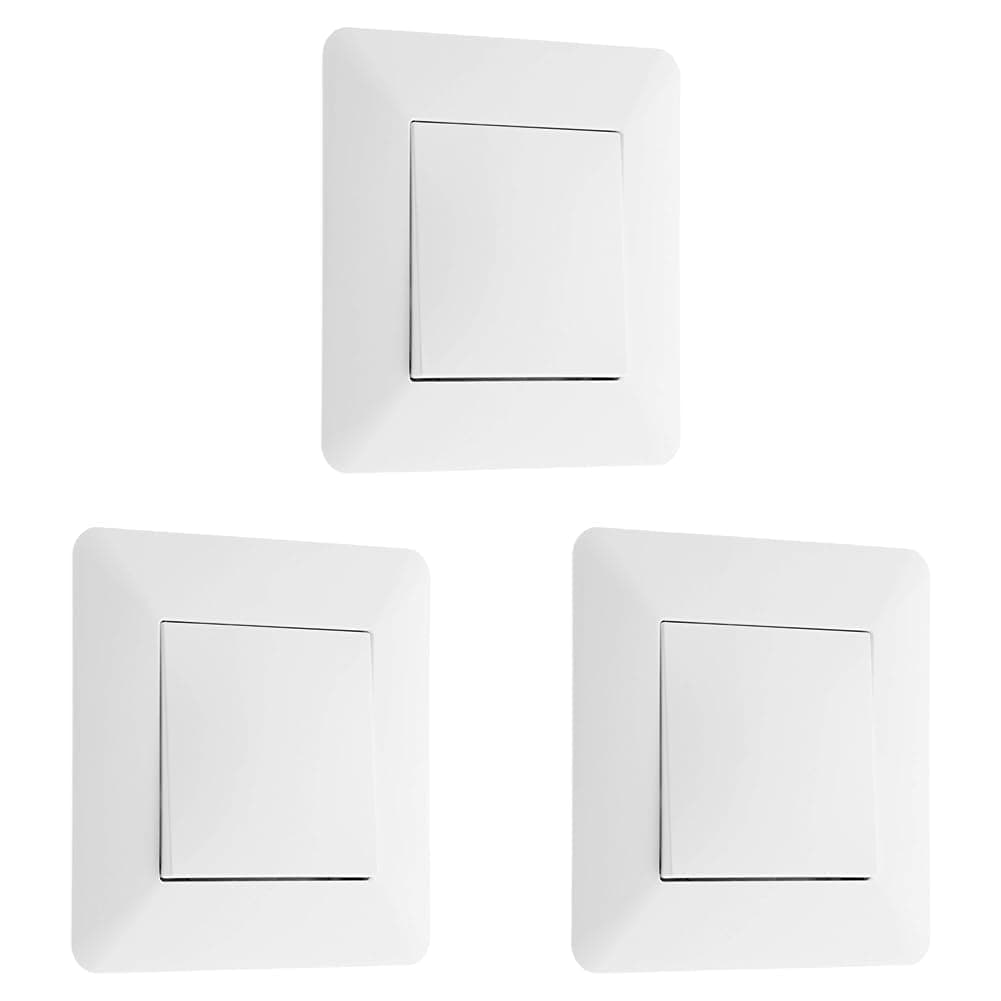 Artezo Interrupteur Poussoir 10A - Blanc Lot de 3 | Interrupteur Electrique pour Maison | 3 Interrupteurs Push Button 10