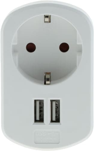 Zenitech Prise Schuko 16A + 2 USB A 3,4A - Prise Murale Blanc - Idéale pour Smartphones et Tablettes - Chargeur USB Inté