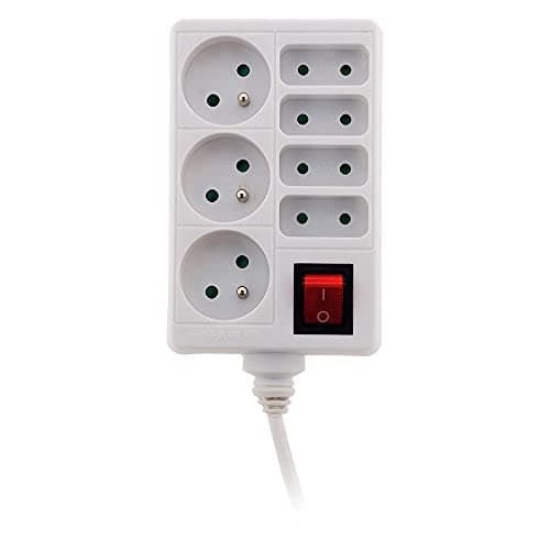 Bloc multiprise 4x6A - 3x16A - Blanc - Zenitech - Prise électrique universelle - Maison et jardin - Haute sécurité - Fa