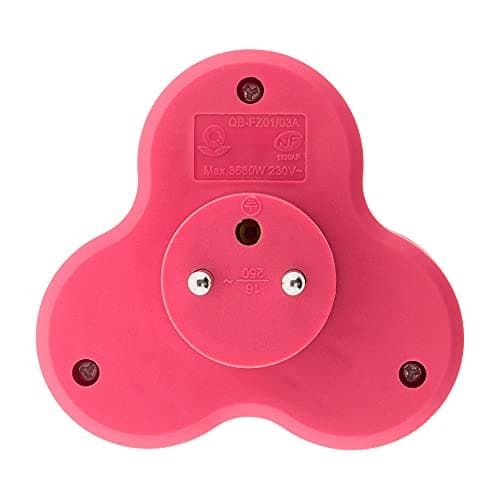 Multiprise Triplite Triangulaire 16A - Rouge - Zenitech | Interrupteur sûr | Maison et bureau | Sécurité elec | Sécurité