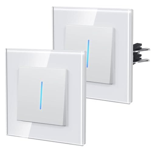 BSEED Interrupteur mural avec cristal facile à installer,1 gang 1 voie 86mm blanc - 2 paquets