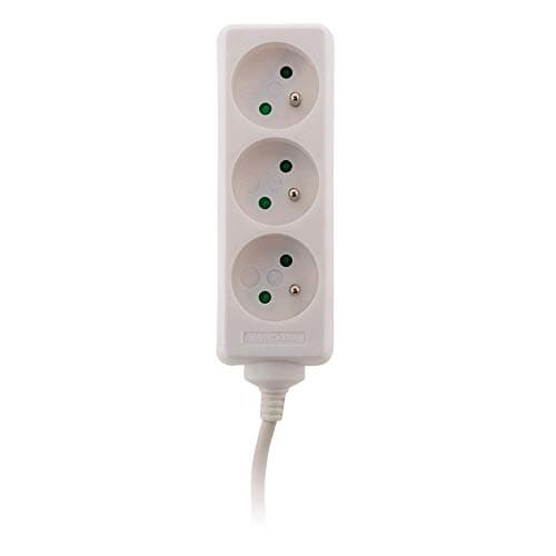 Zenitech Bloc 3 Prises - Fiche Extra Plate 1m - Blanc