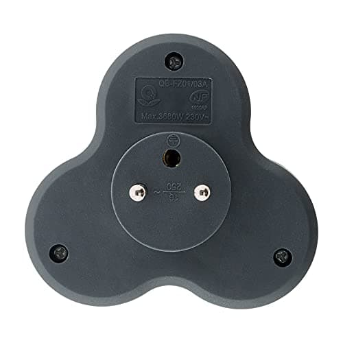 Zenitech Multiprise Triplite Triangulaire 16A - Noir, 3 Ports, Sécurisé, UL Approuvé, Compact, Étui Durable, pour Maison