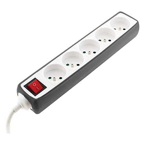 Multipraize Zenitech 5 prises 16A 2P+T + Interrupteur + Housse - Gris