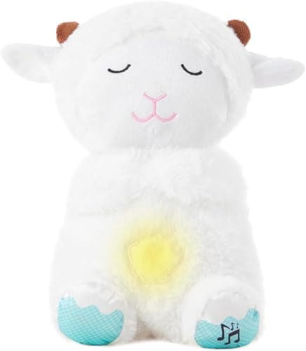 Peluche Loutre Respire Koala Apaisante pour Adultes et Enfants, Loutre qui Respire et Musique pour Bonne Nuit, Compagnon — Agneau Blanc