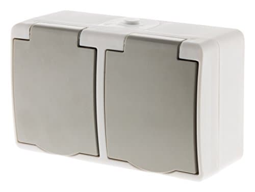 Zenitech - Double prise 2P+T horizontale - Gris clair pour intérieur - Protection IP54 - Meilleures ventes