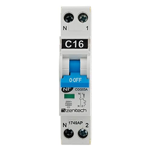 Zenitech Disjoncteur PH/N 16A NF pour résidents sécuritaires | Protection électrique essentielle dans les logements | Él