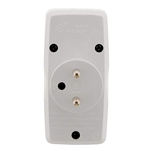 Zenitech Multiprise 2P+T 16A avec Chargeur USB - Multiports Sécurisés pour Maison et Bureau - 6A/16A