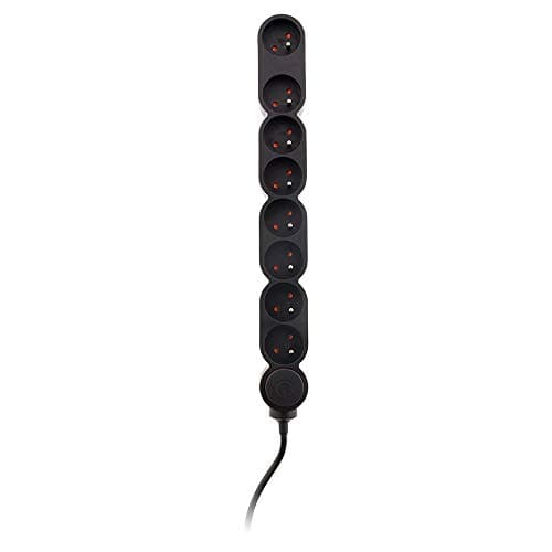 Bloc Home - Prises électrique 8 sorties 16A 2P+T - Noir - Zenitech - Câble 1,5m - Électricité domestique - Maison - Sécu
