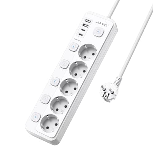 JSVER Bloc Multiprise USB Blanco pour la Maison et le Bureau