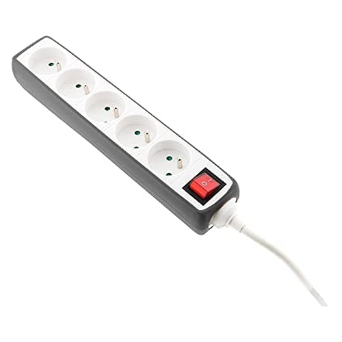 Multipraize Zenitech 5 prises 16A 2P+T + Interrupteur + Housse - Gris