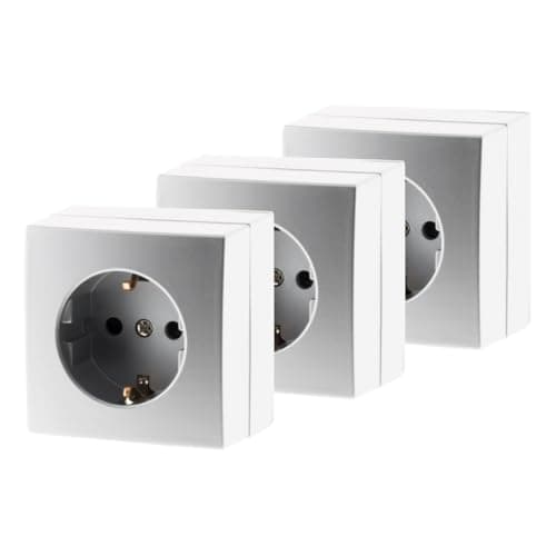 Zenitech Lot de 3 Prises Schuko Saillies 16A pour Bel'Vue - Argent