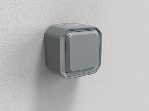 Legrand - Prise étanche IP55 avec terre Plexo - Prise 2P+T 16A complète avec volet - Pour pose en apparent - Gris