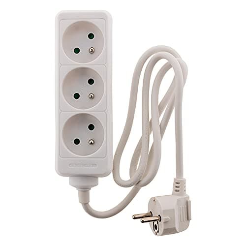 Zenitech Bloc de 3 Prises 16A 2P+T - Prise Sécurisée pour Bureau/Électroménager - Blanc - Sécu Électrique 3 Ports