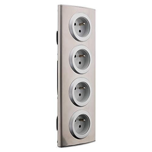 Zenitech - Bloc 4 prises 16A 2P+T câblables - Gris pour maison - Électricité sûre et pratique - Étui en plastique durabl
