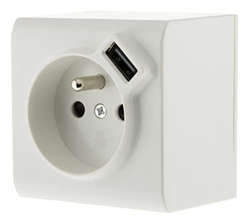 Zenitech Prise 2P+T et USB en sailliepour la maison - Blanc - Style Moderne, Qualité Élevée, Sécurité Maximale