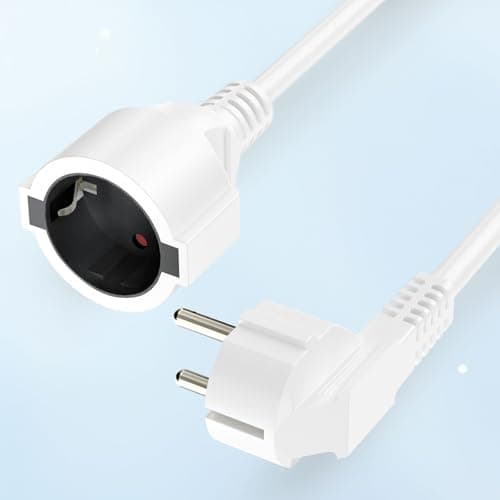 Rallonge Electrique Schuko 1,1 Mètre, Blanc, IP20 16A/250V, pour Bureau Multimédia, 2 Paquets 1,5 mm²