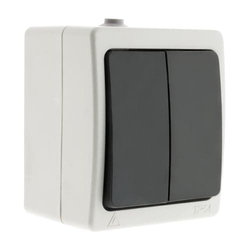 Zenitech Interrupteur Automatique Double 10A IP54 Noir pour salle de bain cuisine extérieur - Aquae