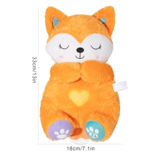 Peluche Musique Générique Renard Respirant pour Enfant | Idéal pour la Maternelle et la chambre d'enfant | Jouet Rituel