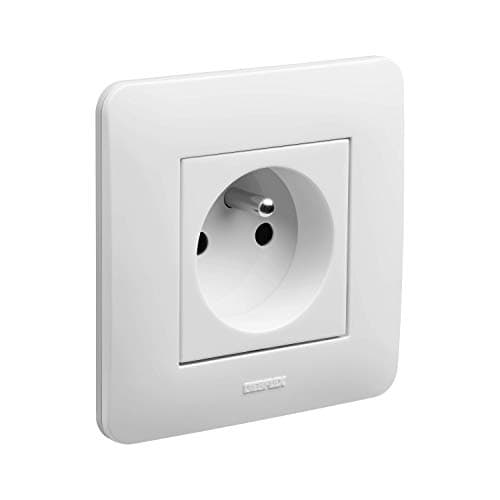 Prise Murale sans Fil Universelle 16A 2P+T Double Prise Prewired - Installation Facile pour Maison, Blanc Brillant — Blanc Brillant