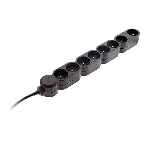 Bloc Home - Prises électrique 8 sorties 16A 2P+T - Noir - Zenitech - Câble 1,5m - Électricité domestique - Maison - Sécu