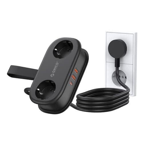 ORICO Multiprise d'Alimentation USB C 20W pour Bureau et Voyage Compatible avec les Téléphones 1,5m (AP3-Blanc) — Noir