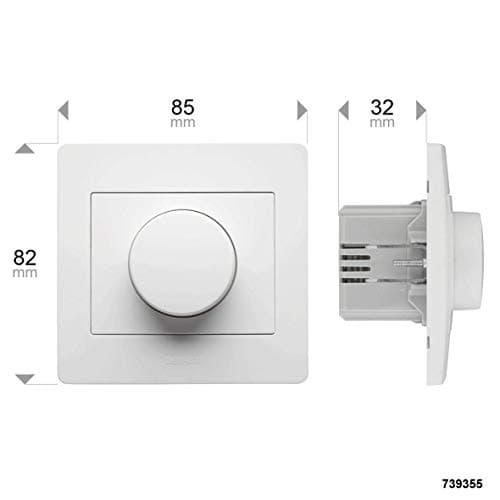 Variateur 2 Fils 739355 Debflex | Prise Mural Standard | Prise Extra Plate | Variateur Rotatif pour Eclairage LED | Inte