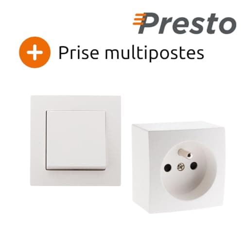 Interrupteurs va et Vient Zenitech +4 prises électriques - 16A saillie - Blanc - Presto