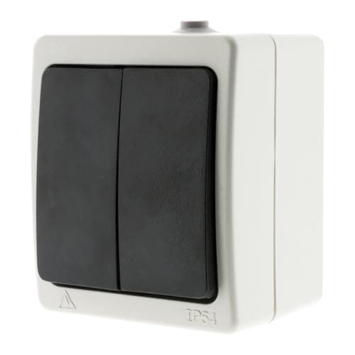Zenitech Interrupteur Automatique Double 10A IP54 Noir pour salle de bain cuisine extérieur - Aquae