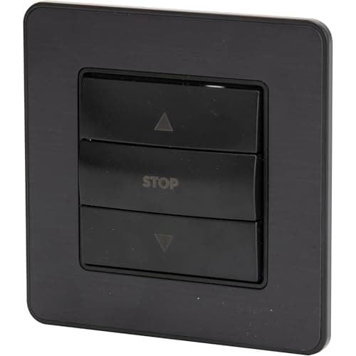 Interrupteur de volets roulants Zenitech 10A - métal noir brossé - parfait pour le bureau - facile à installer - robust