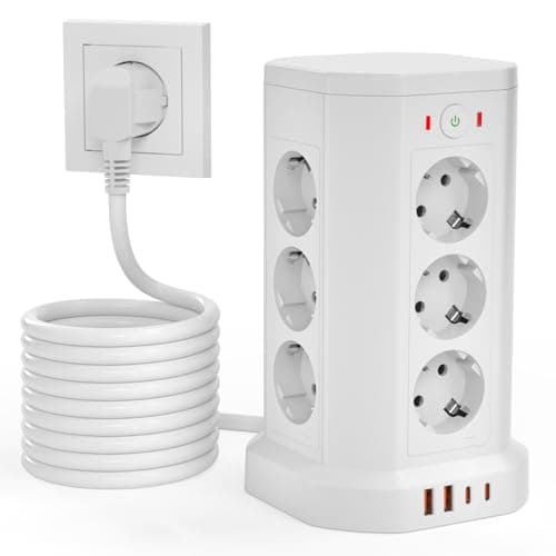 MultipriseParafoudreUSBABureauMaisonVoyageNoir2MK25T01 — 12 AC Blanc