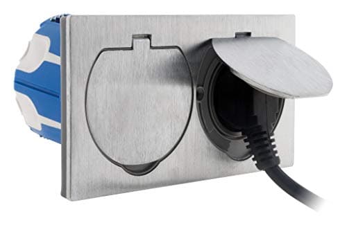Zenitech Prise de Sol IP55 16A 2P+T - Alu Brossé Clapet Aimanté Sécurité - Fixation Par Vis Incluse - Électrification de — IP55