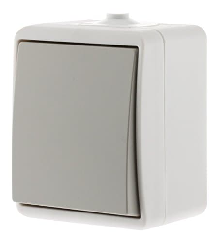 Va et vient IP54 Gris clair -Protection contre la poussière et l'eau - Idéal pour le jardin - Robustesse et facilité d'u