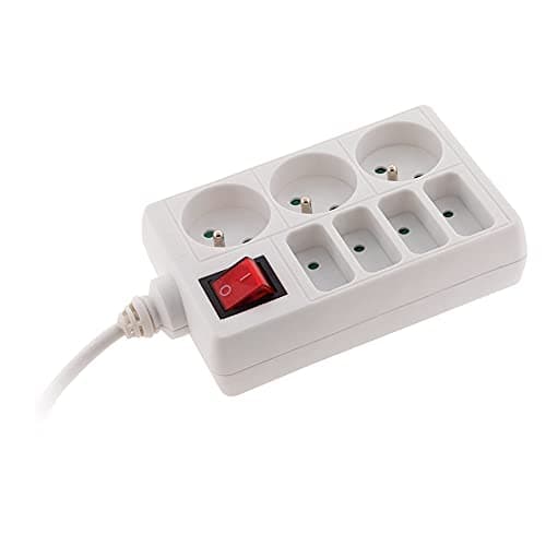 Bloc multiprise 4x6A - 3x16A - Blanc - Zenitech - Prise électrique universelle - Maison et jardin - Haute sécurité - Fa