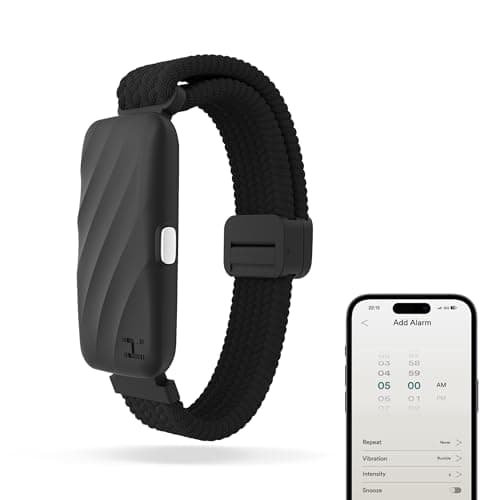 Réveil Homedics WakeBand Bracelet d'Alarme Noir - Vibreur Silent avec 9 Modes & Répétition, Contrôle d'App, Montre Matin